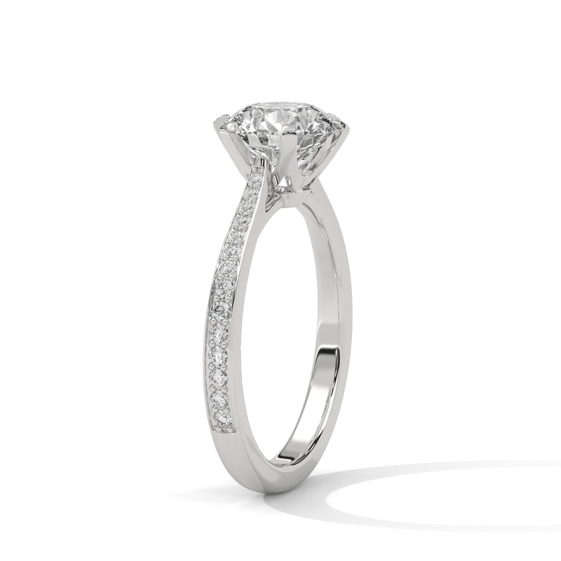 Minimalist Diamond Engagement Ring in 2 Carat Round Lab Diamond