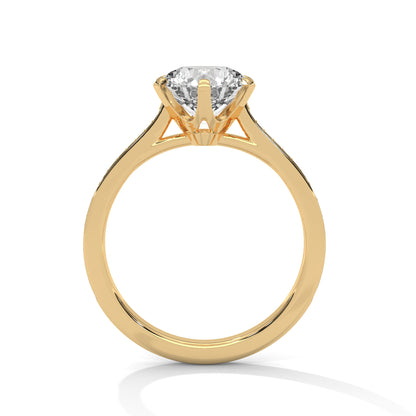 Minimalist Diamond Engagement Ring in 2 Carat Round Lab Diamond