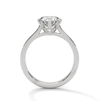 Minimalist Diamond Engagement Ring in 2 Carat Round Lab Diamond