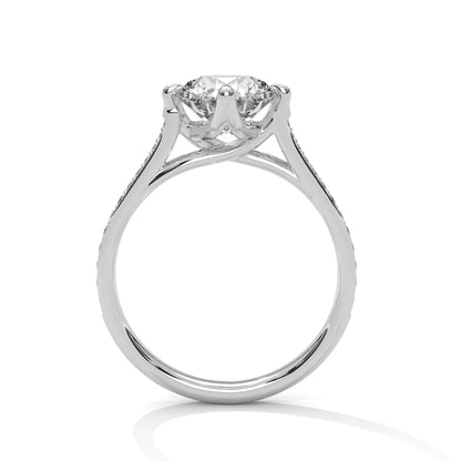 Solitaire 2 Carat Round Lab Diamond with Side Accents Engagement Ring