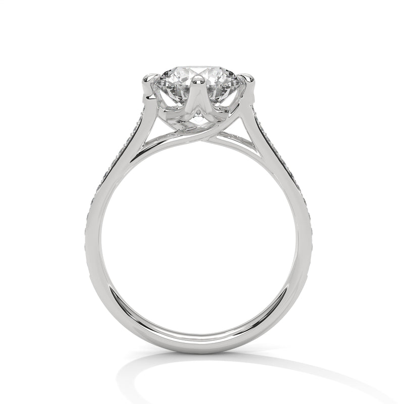 Solitaire 2 Carat Round Lab Diamond with Side Accents Engagement Ring