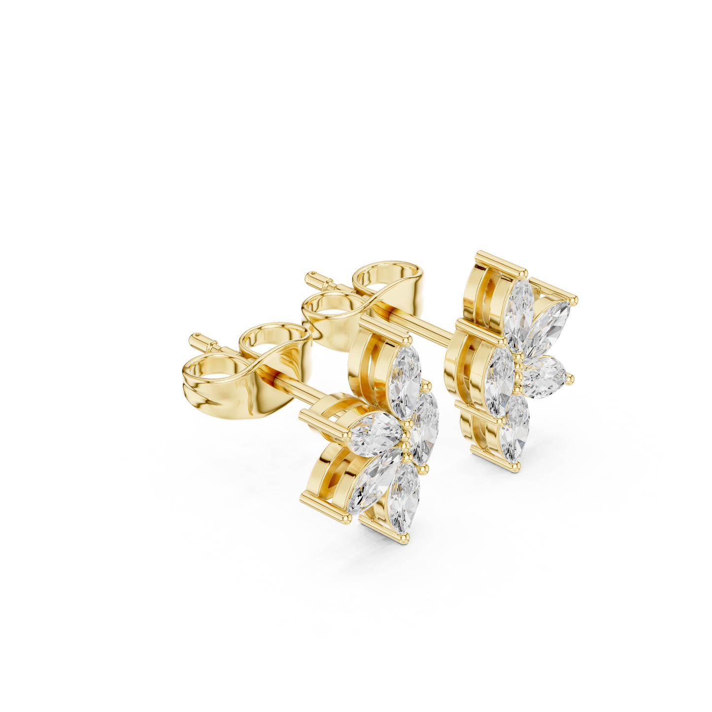 Four Petals Super Sparkling Lab Diamond Earrings