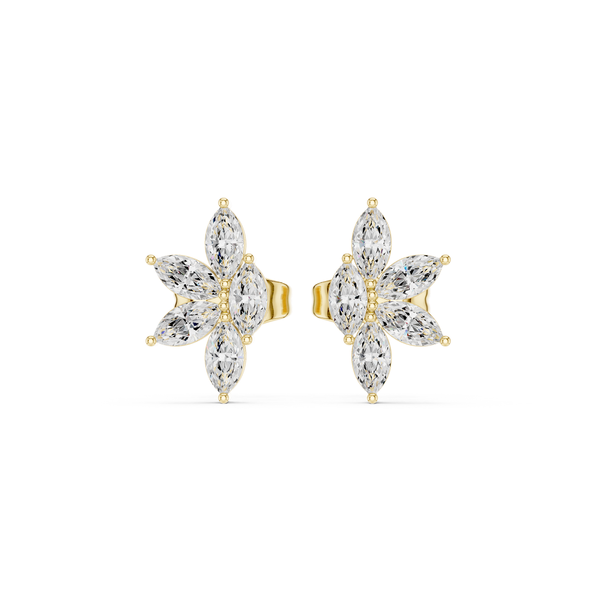 Four Petals Super Sparkling Lab Diamond Earrings