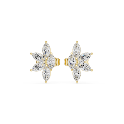 Four Petals Super Sparkling Lab Diamond Earrings