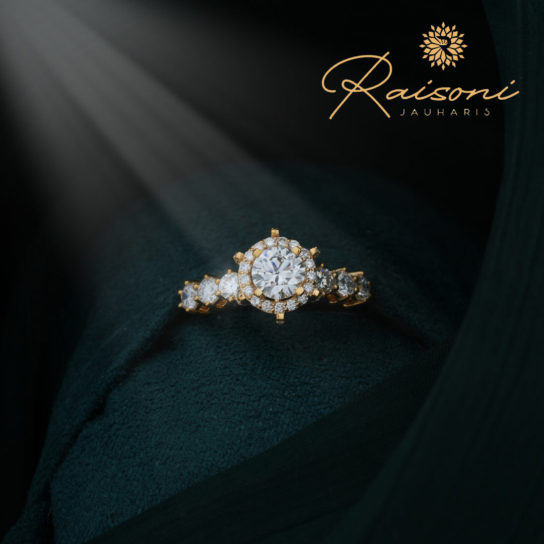 Sparkling 1.55 Carat Lab-Grown Halo Diamond Ring in Gold