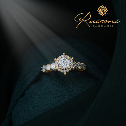 Sparkling 1.55 Carat Lab-Grown Halo Diamond Ring in Gold