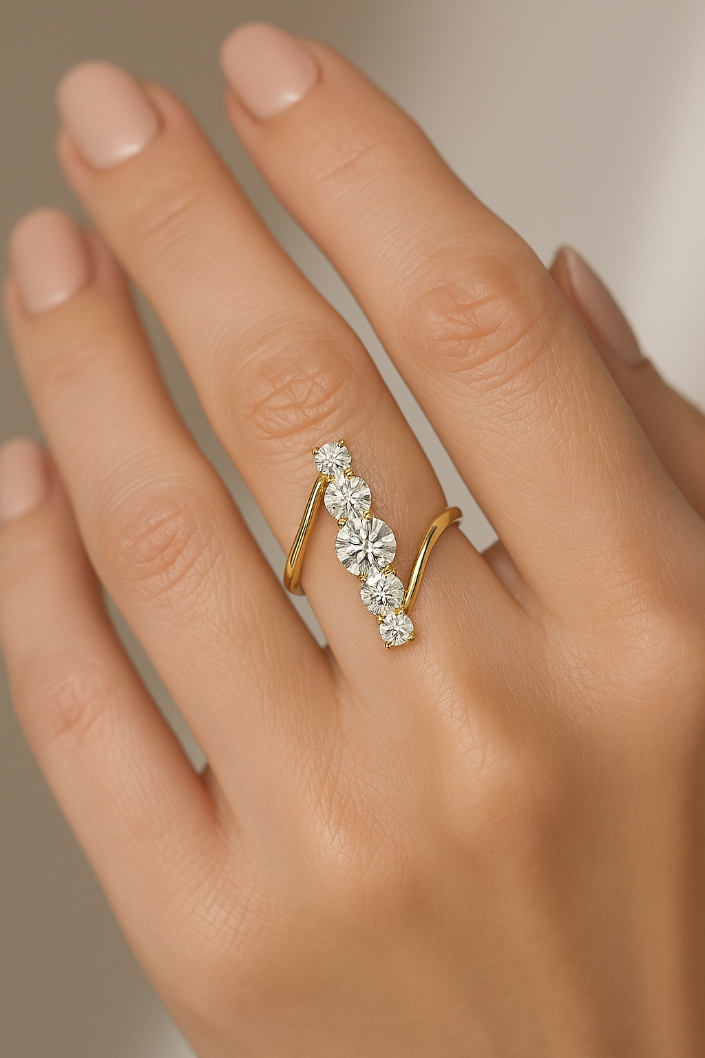 Celeste Curve Bypass Ring in 1.5 Carat Round Lab Diamond