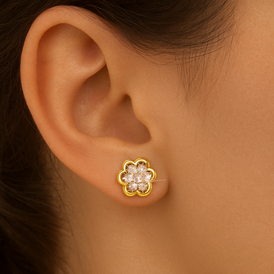 Celestera Floral Lab Diamonds Stud Earrings