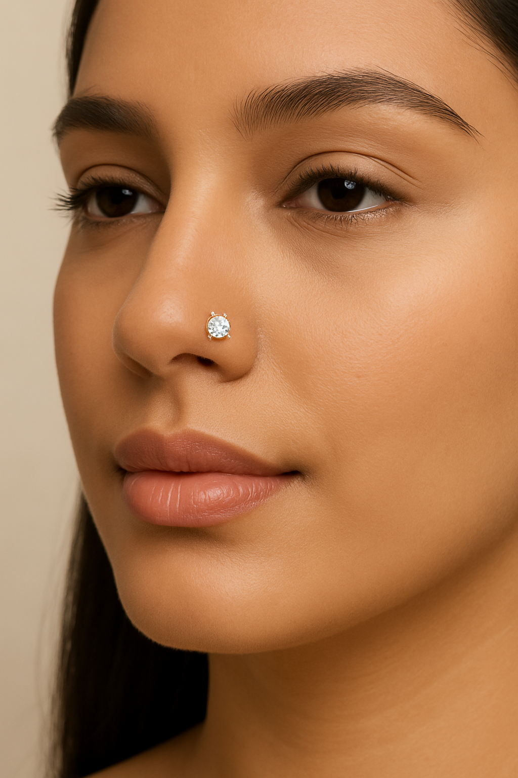 Diamond Nosepin With Individual Stone 10 Cents Round Lab Diamond