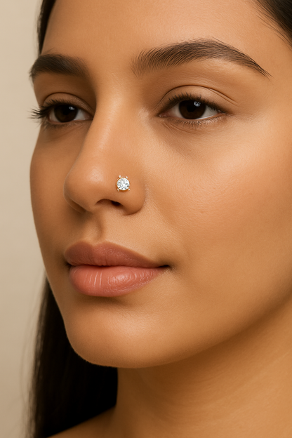Diamond Nosepin With Individual Stone 10 Cents Round Lab Diamond
