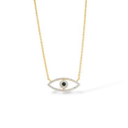Blue Evil Eye Lab Diamond Pendant With Chain in Gold