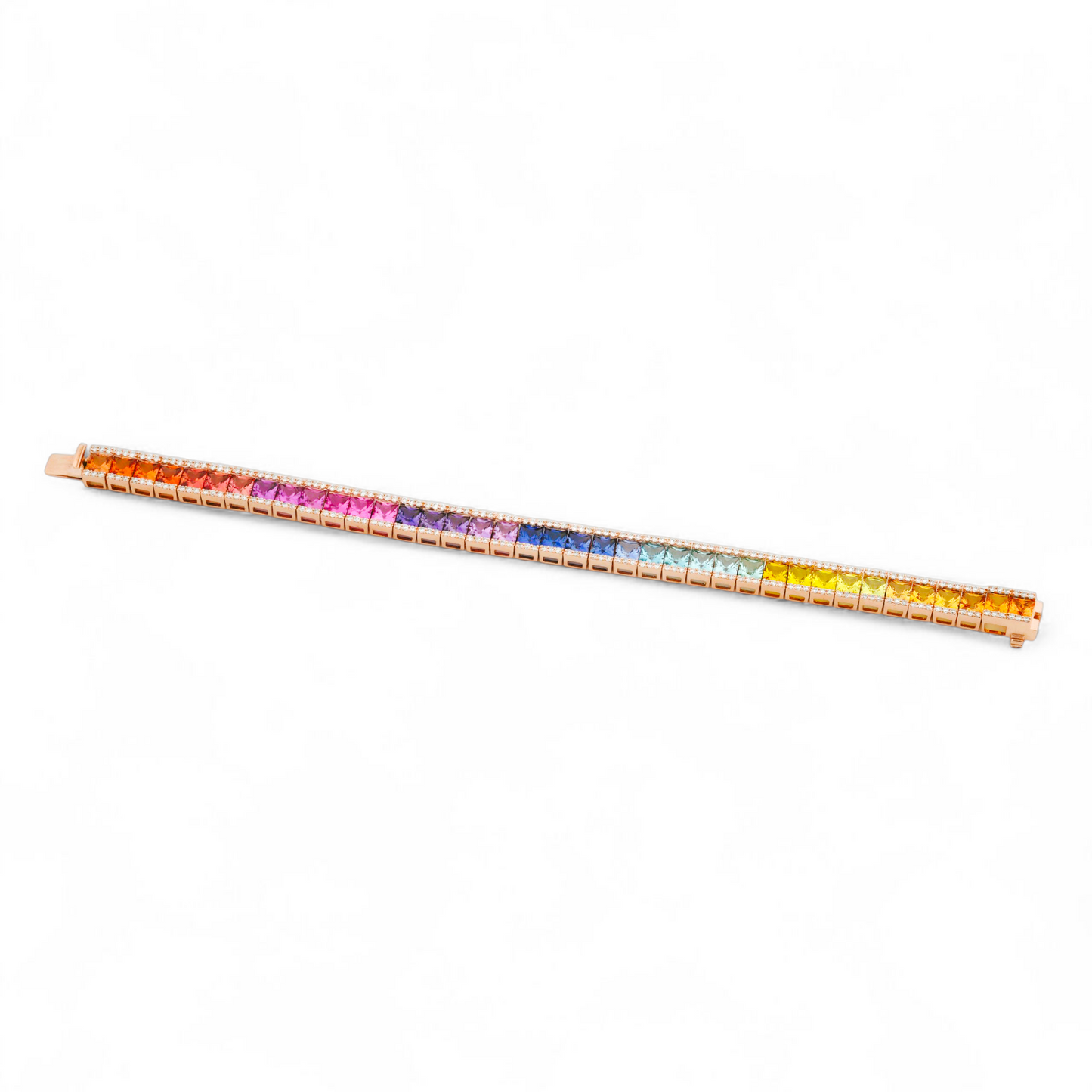 Princess Cut Multi Color Sapphire Tennis Bracelet in Gold For Women