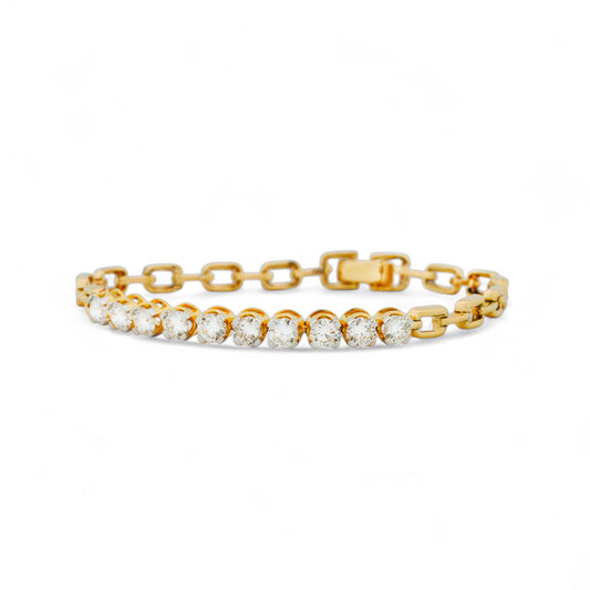 2.2 Carat Shimmering Round Lab Grown Diamond Chain Bracelet in Gold For Women