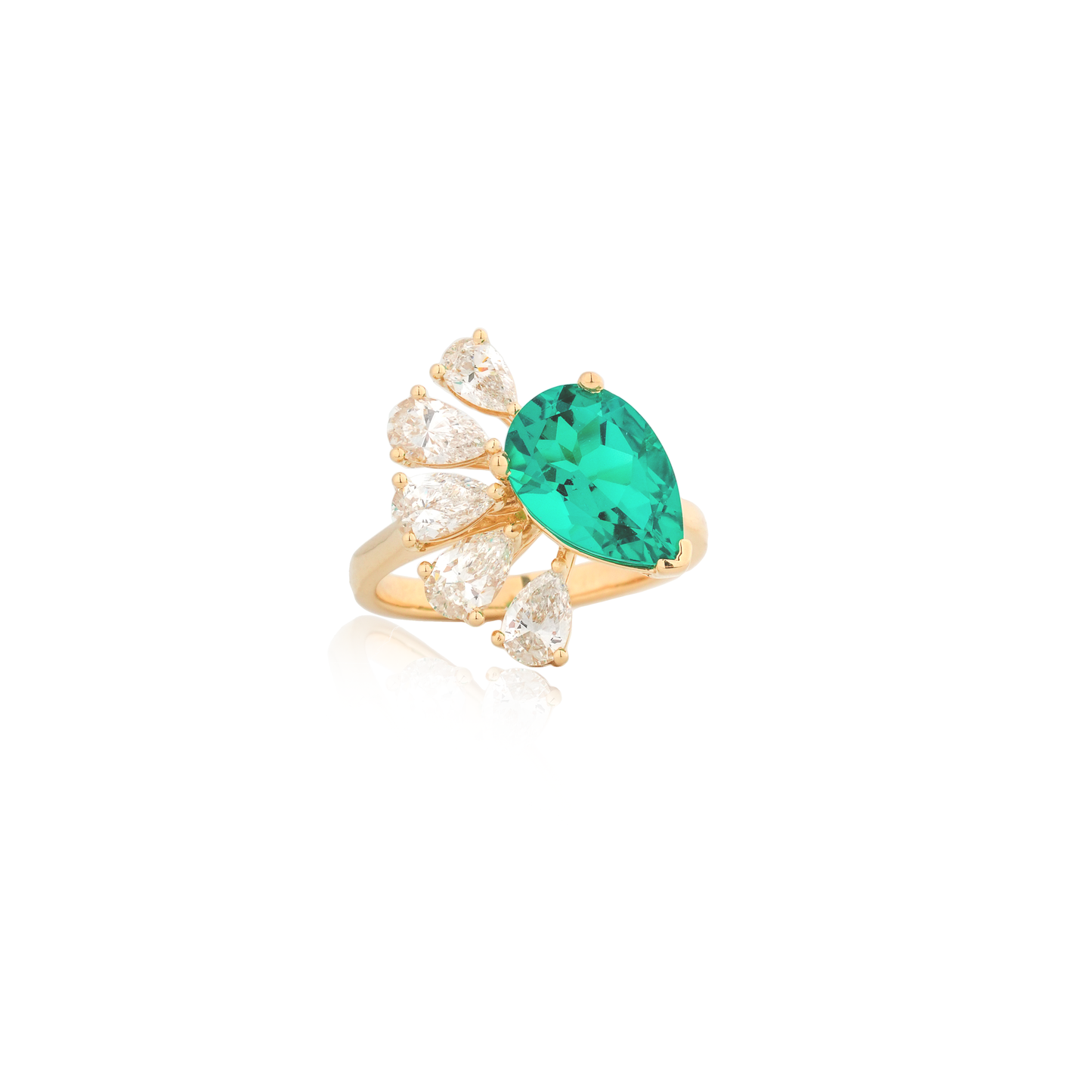 Vibrant Green Pear Lab Diamond Ring