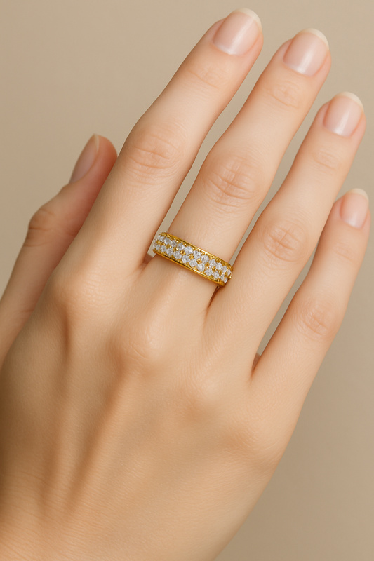 Dazzling Dual Row Lab Diamond Band Ring