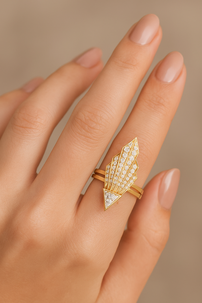 Empire Arrow Lab Diamond Ring – Bold Designer Statement for Party Queens