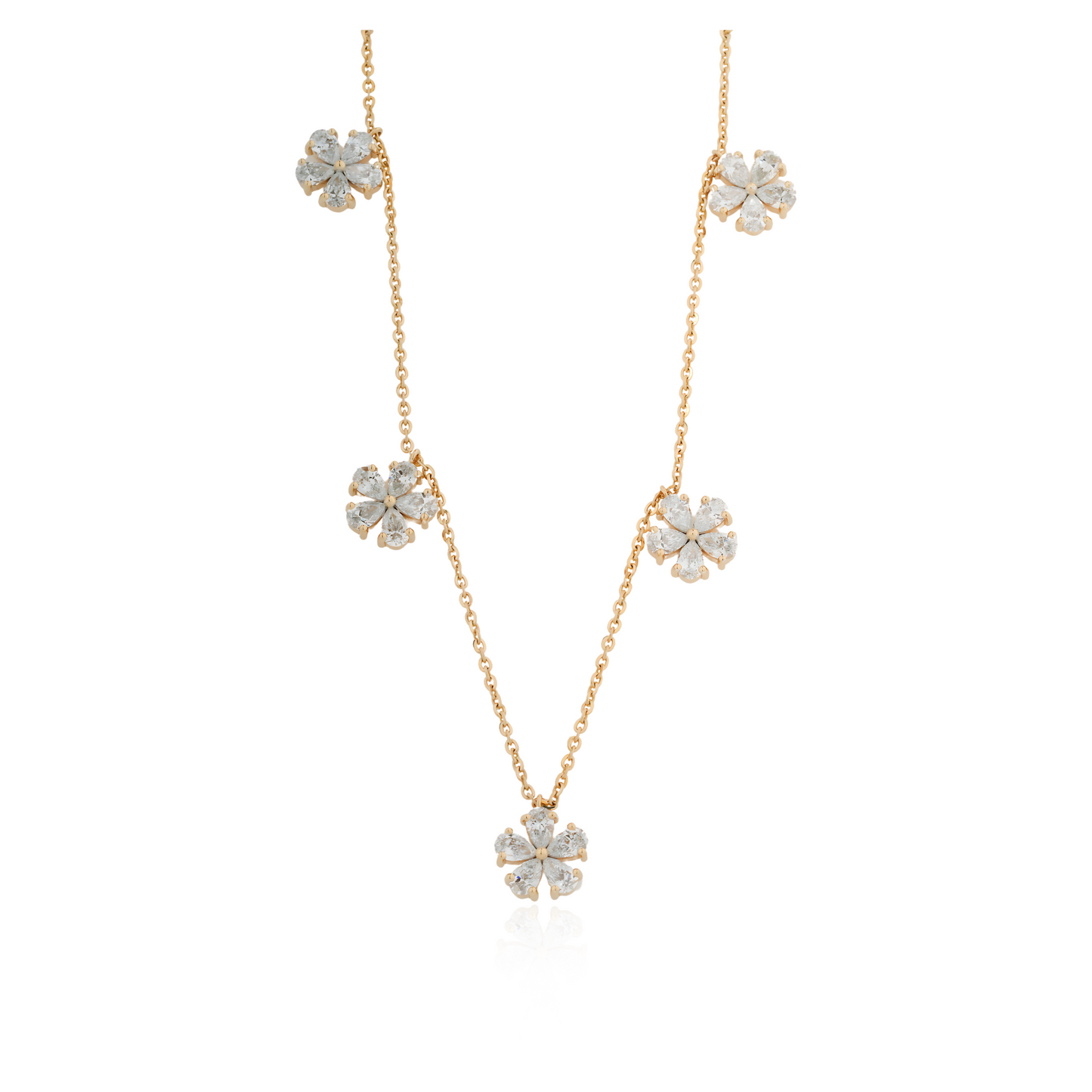 Enchanting Pear Shape Floral Lab Diamond Pendant Necklace
