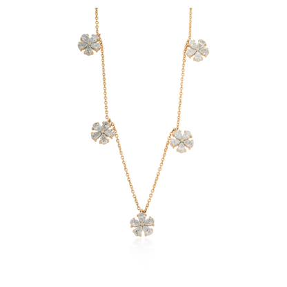 Enchanting Pear Shape Floral Lab Diamond Pendant Necklace
