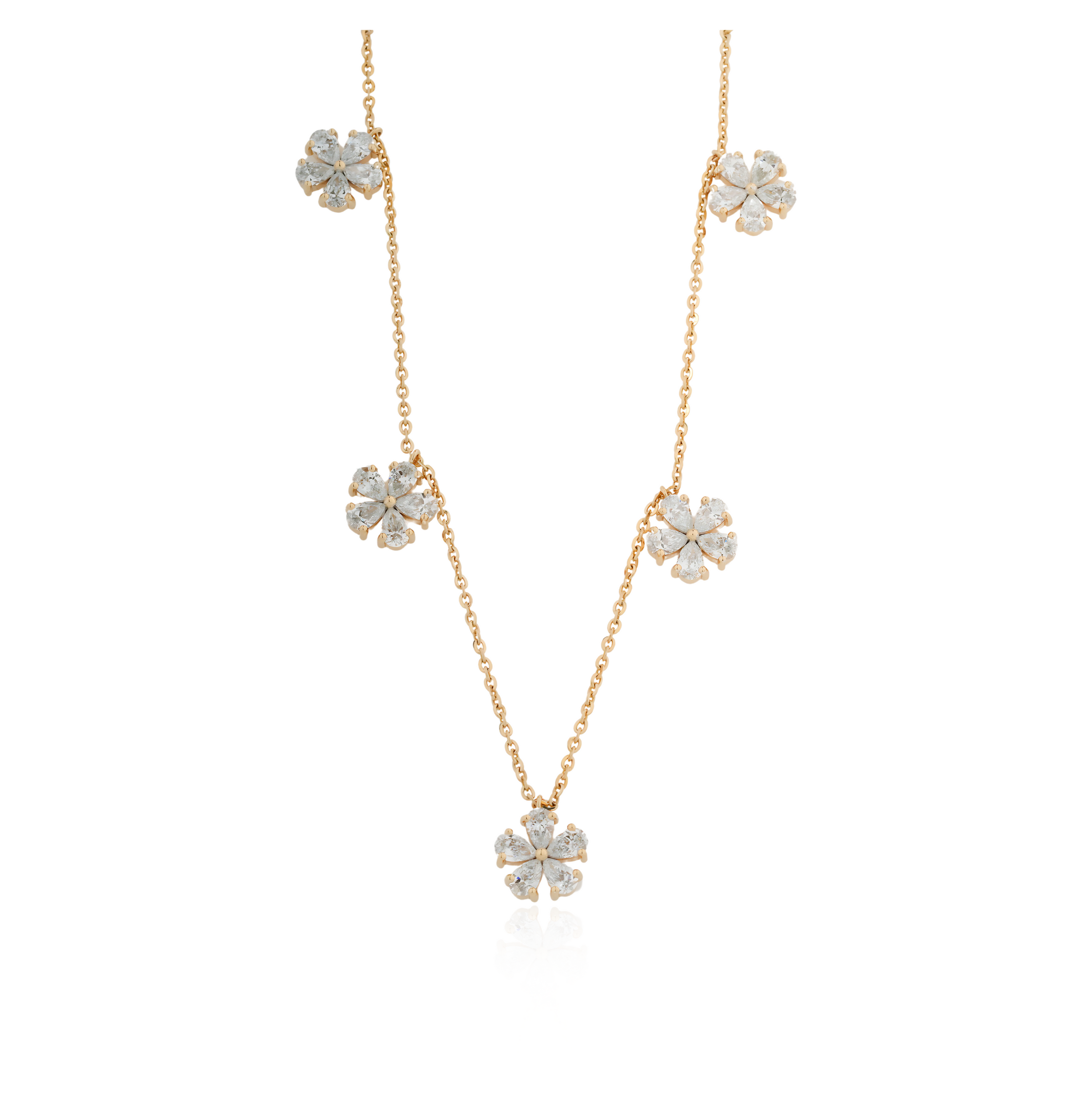 Enchanting Pear Shape Floral Lab Diamond Pendant Necklace