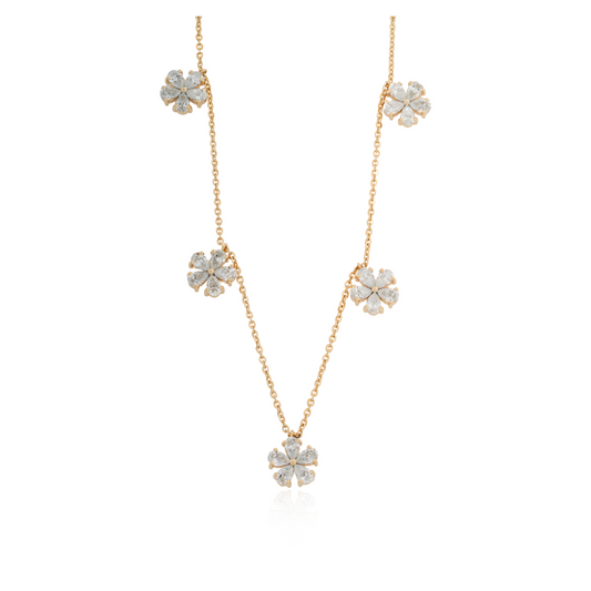 Enchanting Pear Shape Floral Lab Diamond Pendant Necklace