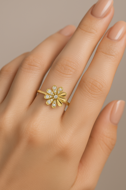 Eye Catchy Floral Shape Lab Created Diamond Ring For Women