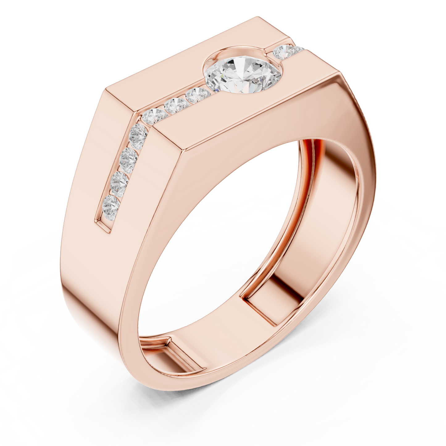 Bold Men 50 Cents Round Lab Diamond Ring
