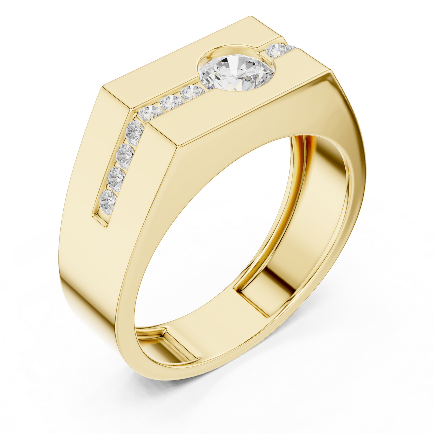 Bold Men 50 Cents Round Lab Diamond Ring