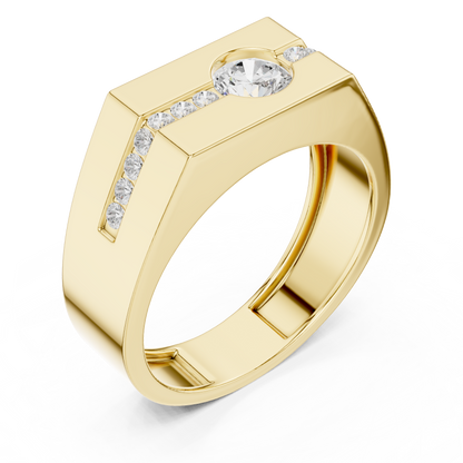 Bold Men 50 Cents Round Lab Diamond Ring