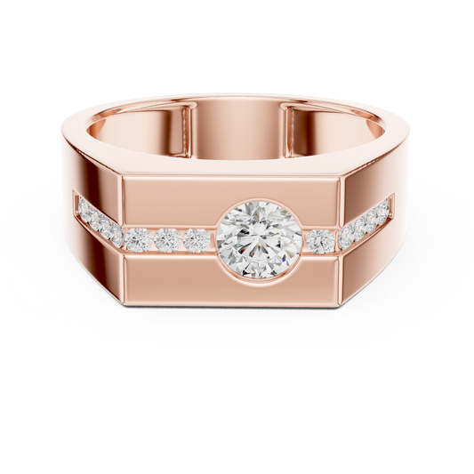 Bold Men 50 Cents Round Lab Diamond Ring