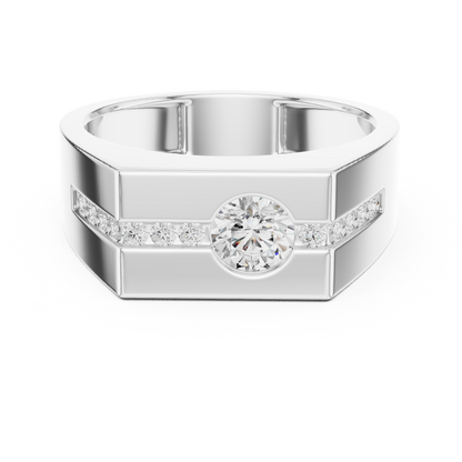 Bold Men 50 Cents Round Lab Diamond Ring
