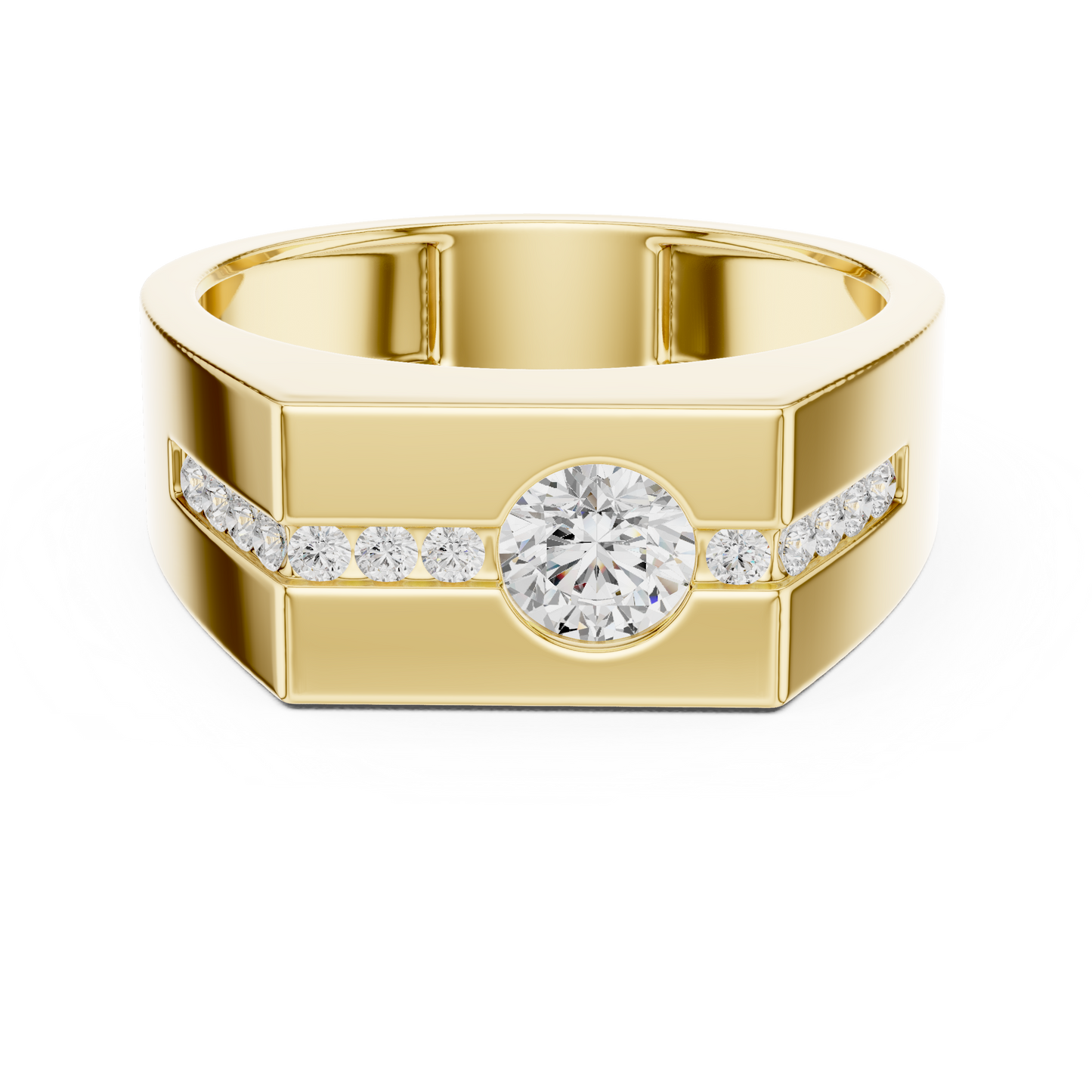 Bold Men 50 Cents Round Lab Diamond Ring