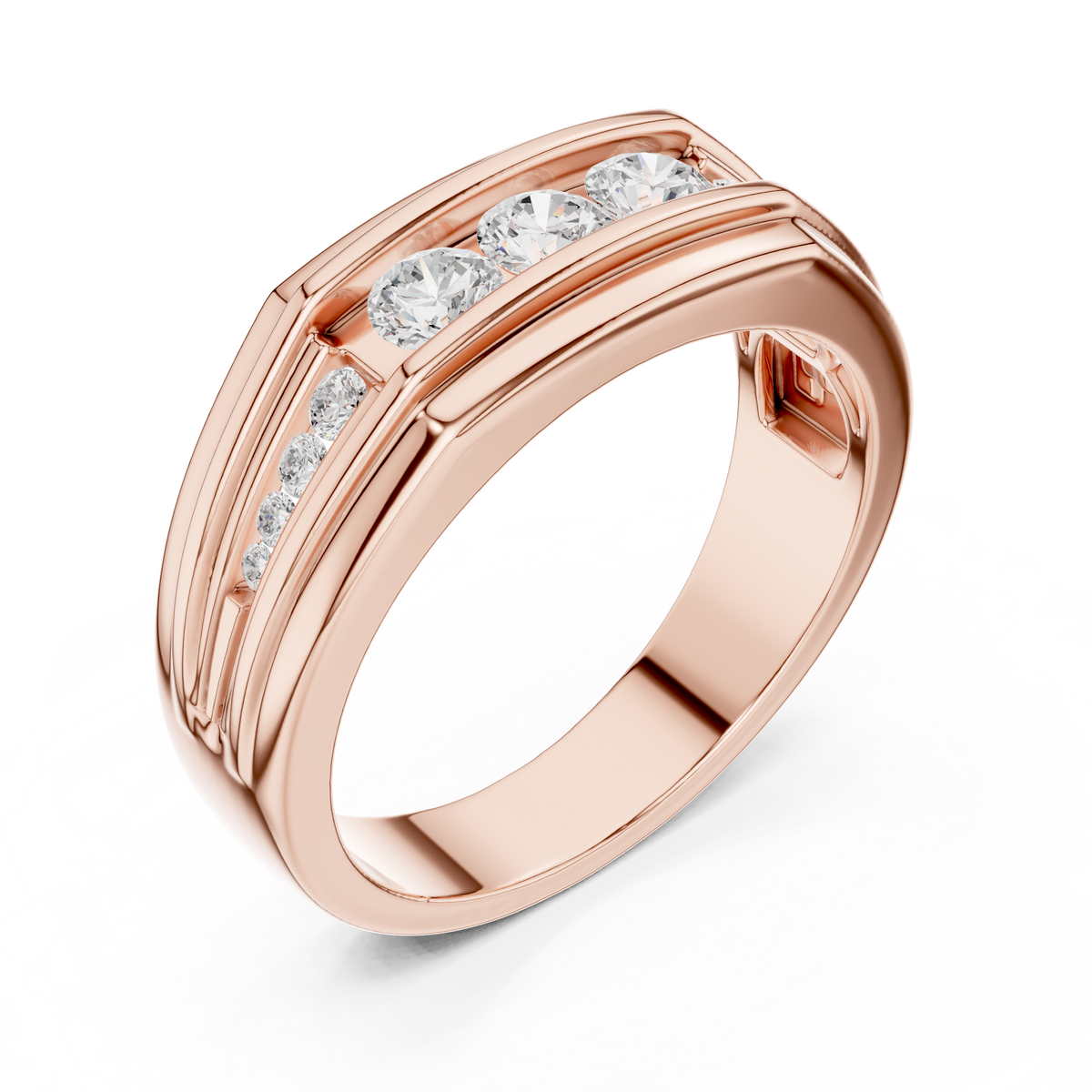 Fearless Spirit - Bold Solitaire Men's Ring with 1 Carat Round Lab Diamond