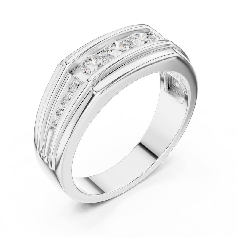 Fearless Spirit - Bold Solitaire Men's Ring with 1 Carat Round Lab Diamond