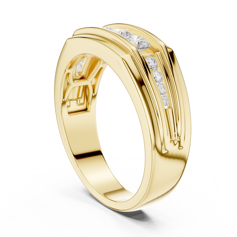Fearless Spirit - Bold Solitaire Men's Ring with 1 Carat Round Lab Diamond
