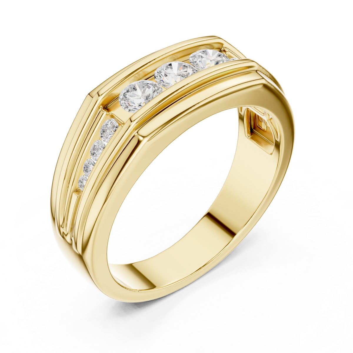 Fearless Spirit - Bold Solitaire Men's Ring with 1 Carat Round Lab Diamond