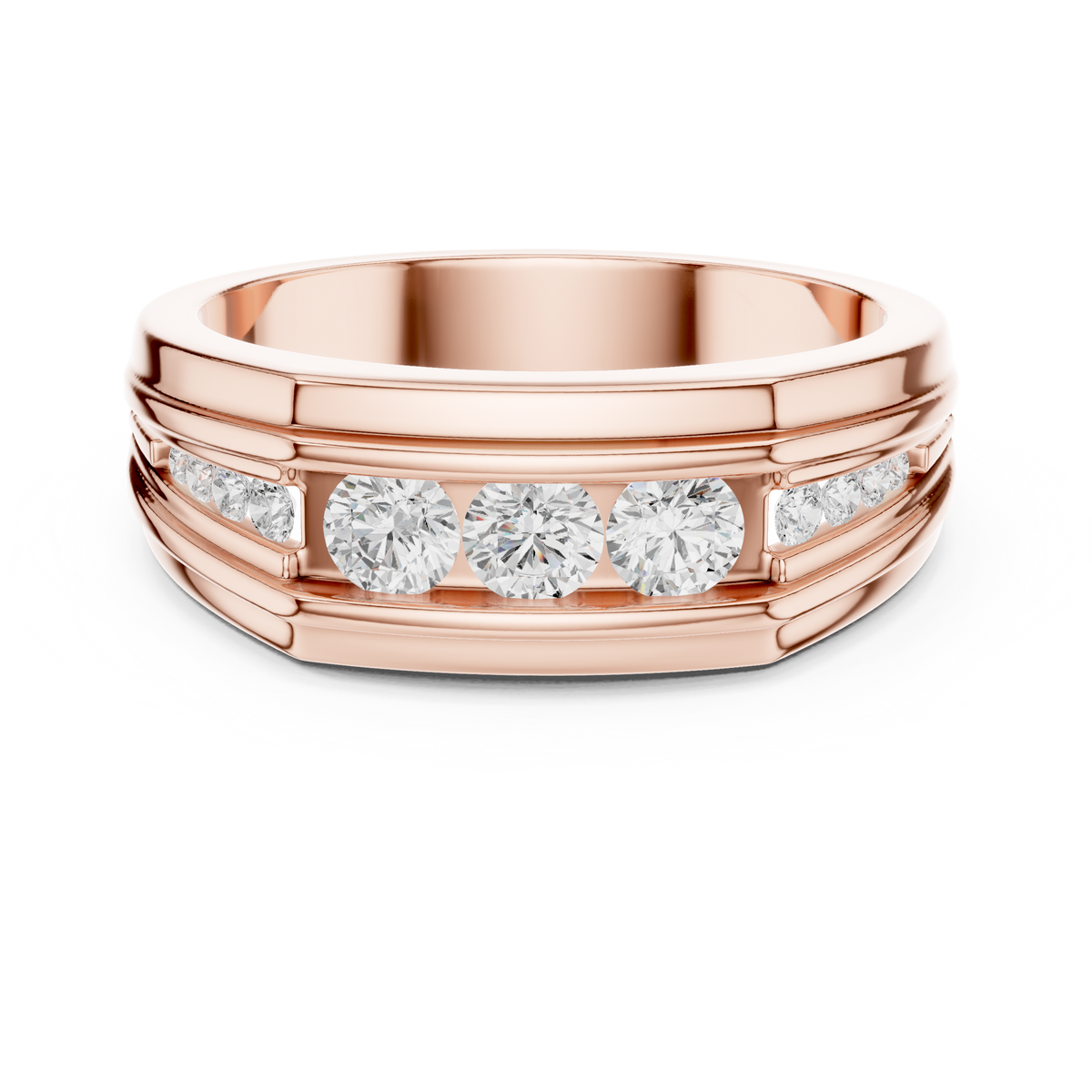 Fearless Spirit - Bold Solitaire Men's Ring with 1 Carat Round Lab Diamond