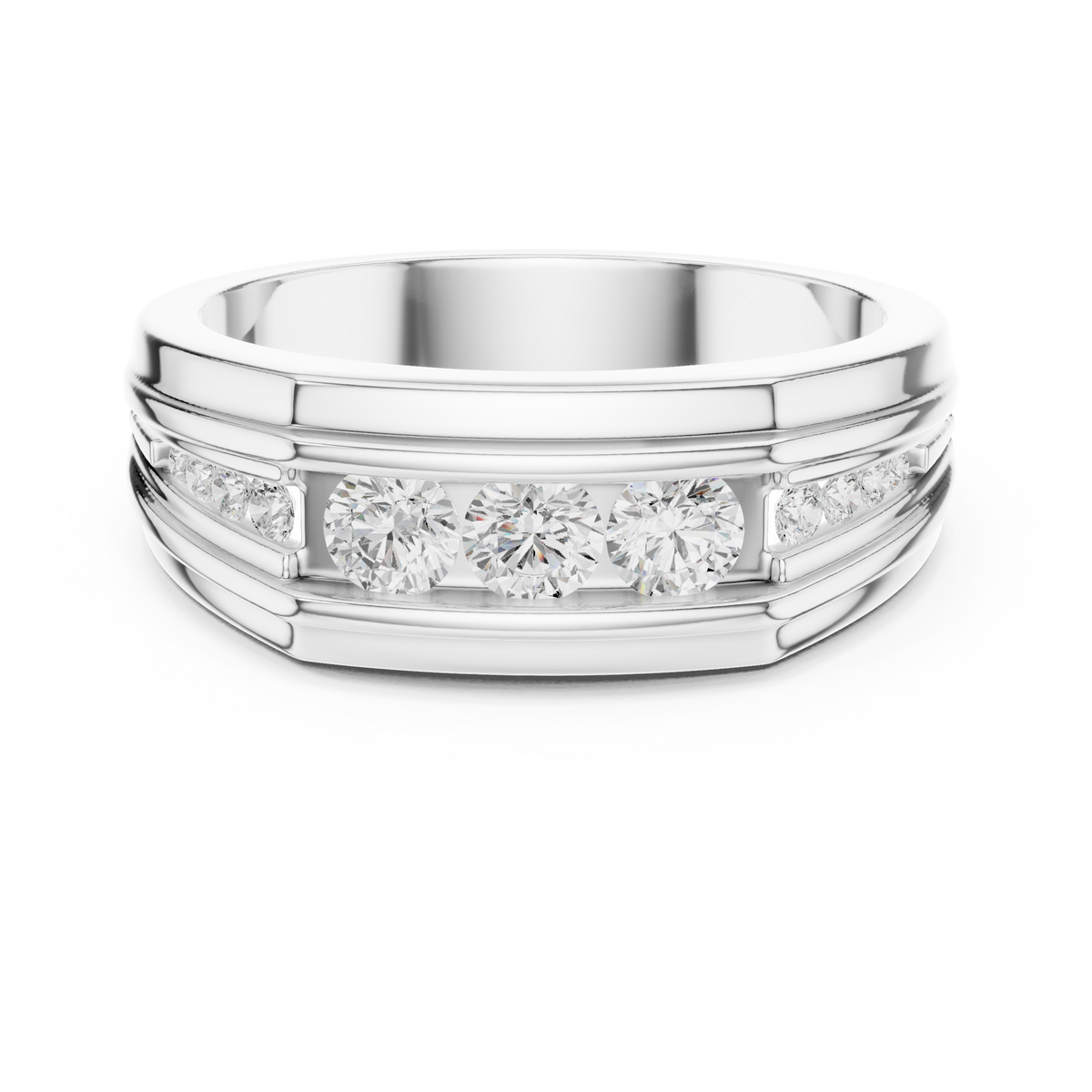 Fearless Spirit - Bold Solitaire Men's Ring with 1 Carat Round Lab Diamond