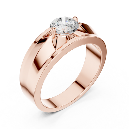 Fearless Spirit - Bold Solitaire Men's Ring with 1 Carat Round Lab Diamond