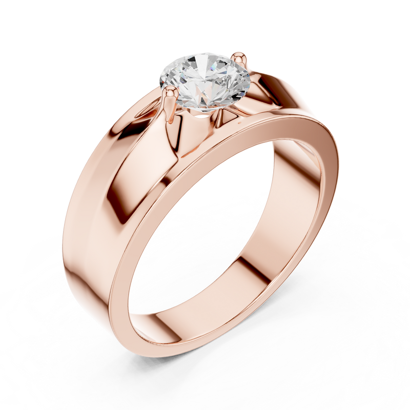 Fearless Spirit - Bold Solitaire Men's Ring with 1 Carat Round Lab Diamond