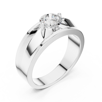 Fearless Spirit - Bold Solitaire Men's Ring with 1 Carat Round Lab Diamond