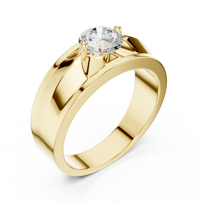 Fearless Spirit - Bold Solitaire Men's Ring with 1 Carat Round Lab Diamond