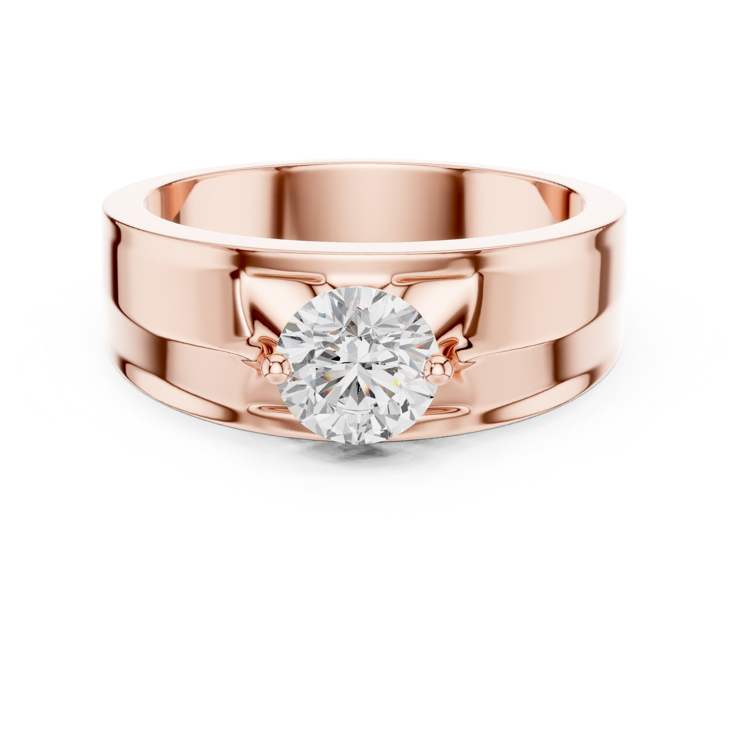 Fearless Spirit - Bold Solitaire Men's Ring with 1 Carat Round Lab Diamond