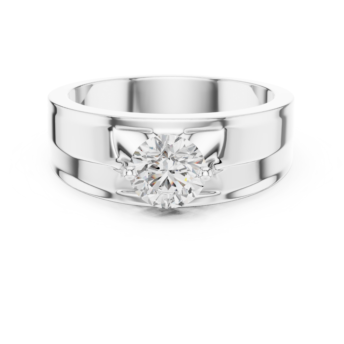 Fearless Spirit - Bold Solitaire Men's Ring with 1 Carat Round Lab Diamond