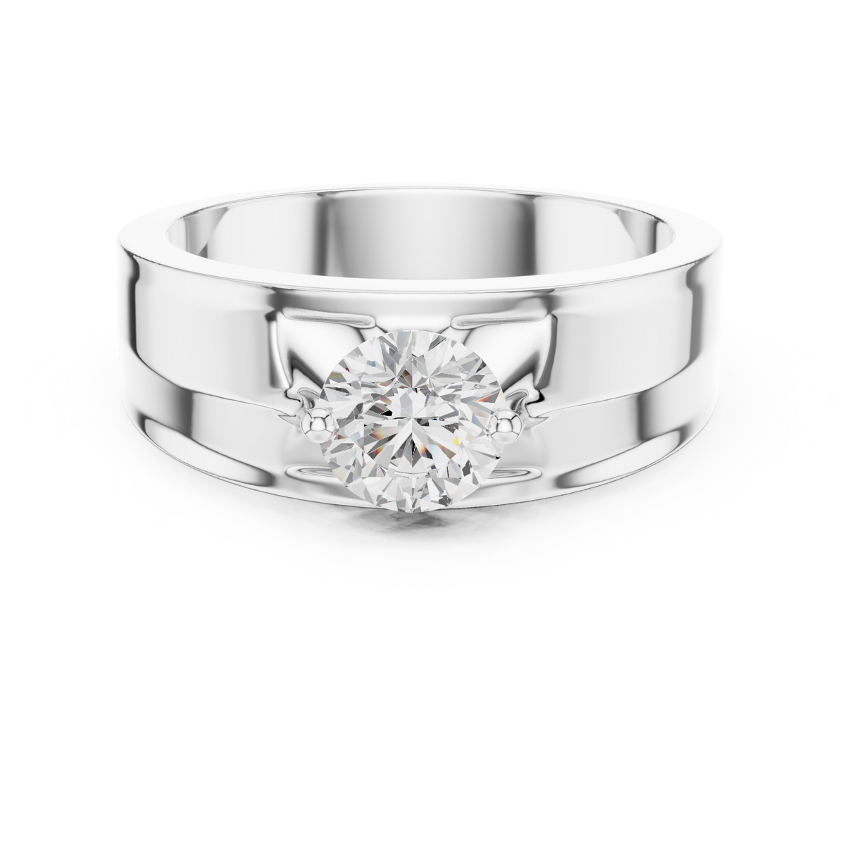 Fearless Spirit - Bold Solitaire Men's Ring with 1 Carat Round Lab Diamond