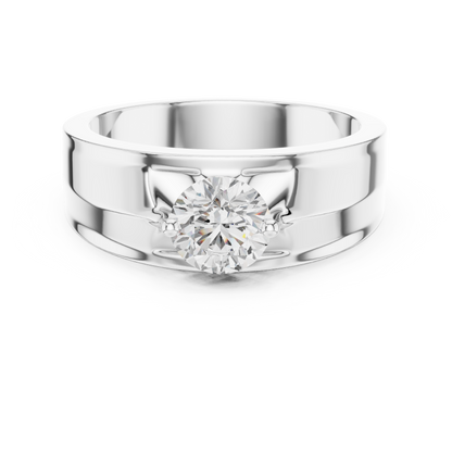 Fearless Spirit - Bold Solitaire Men's Ring with 1 Carat Round Lab Diamond