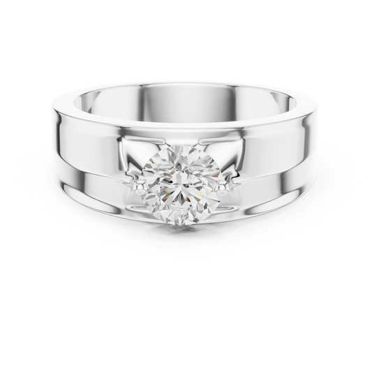 Fearless Spirit - Bold Solitaire Men's Ring with 1 Carat Round Lab Diamond