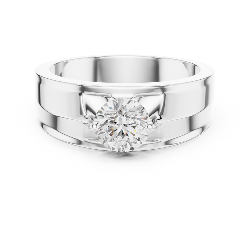 Fearless Spirit - Bold Solitaire Men's Ring with 1 Carat Round Lab Diamond