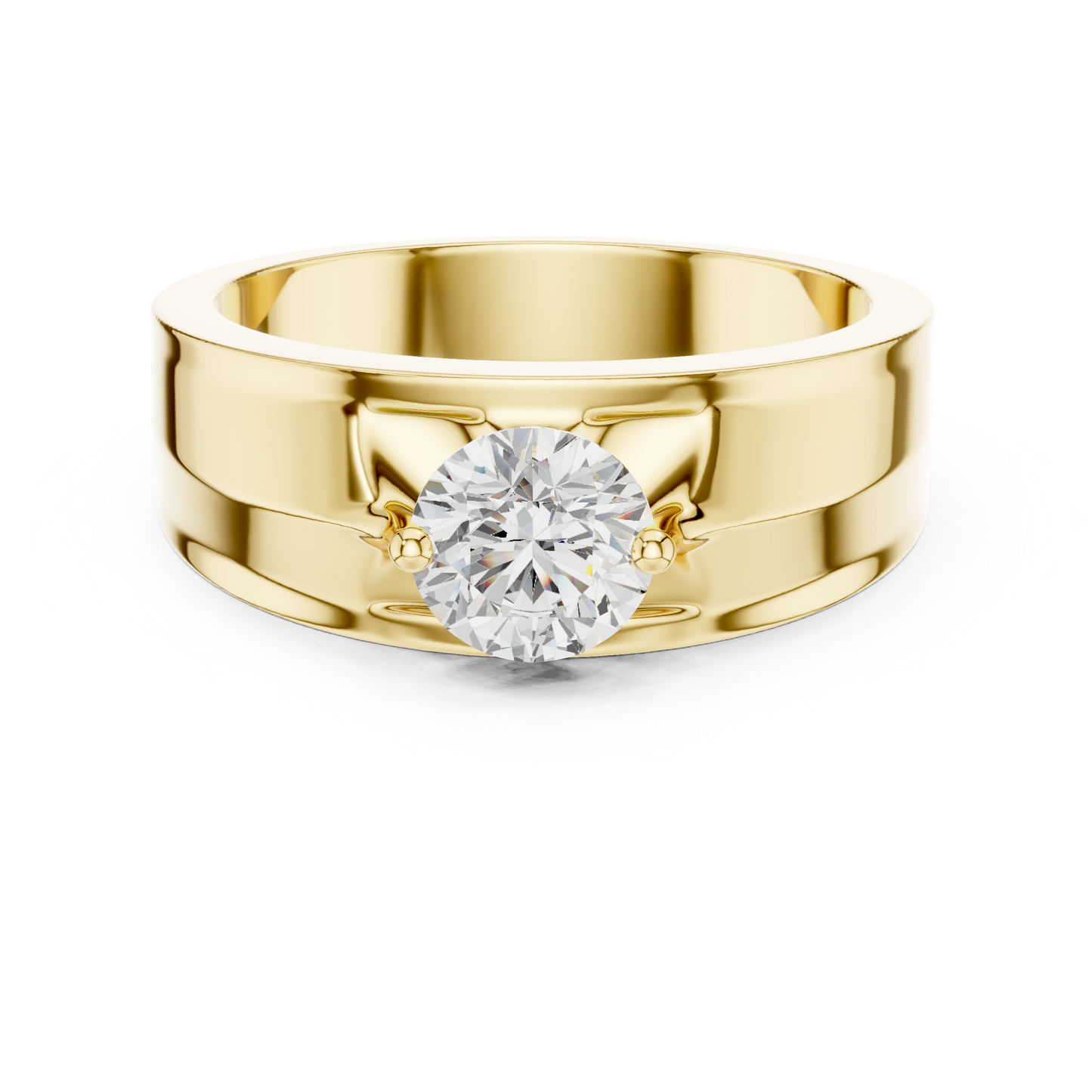 Fearless Spirit - Bold Solitaire Men's Ring with 1 Carat Round Lab Diamond