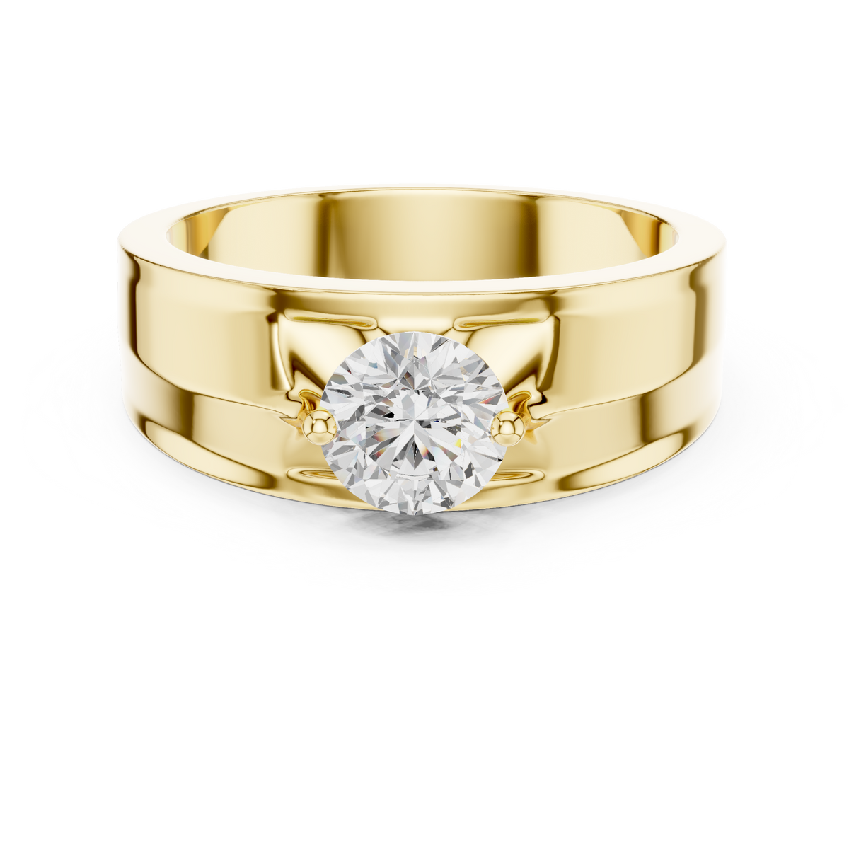 Fearless Spirit - Bold Solitaire Men's Ring with 1 Carat Round Lab Diamond