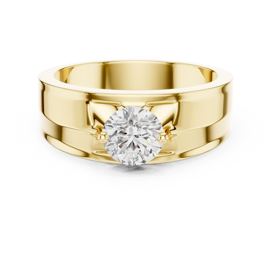 Fearless Spirit - Bold Solitaire Men's Ring with 1 Carat Round Lab Diamond